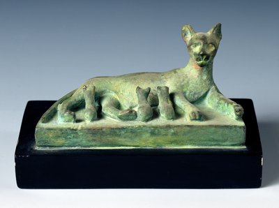 Cat with its kittens by Egyptian